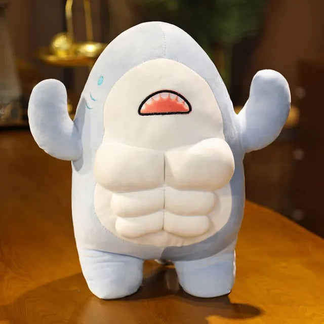 40CM Muscle Shark Plush Doll Cute Worked Out Shark Stuffed Cartoon Toys Strong Animal Pillow For Girl Boyfriend Gifts
