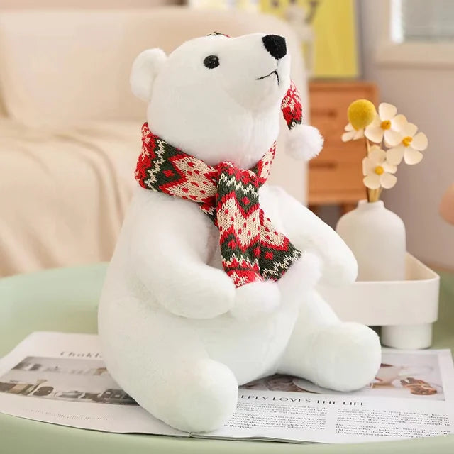 Christmas Polar Bear Stuffed Animal Christmas Scarf