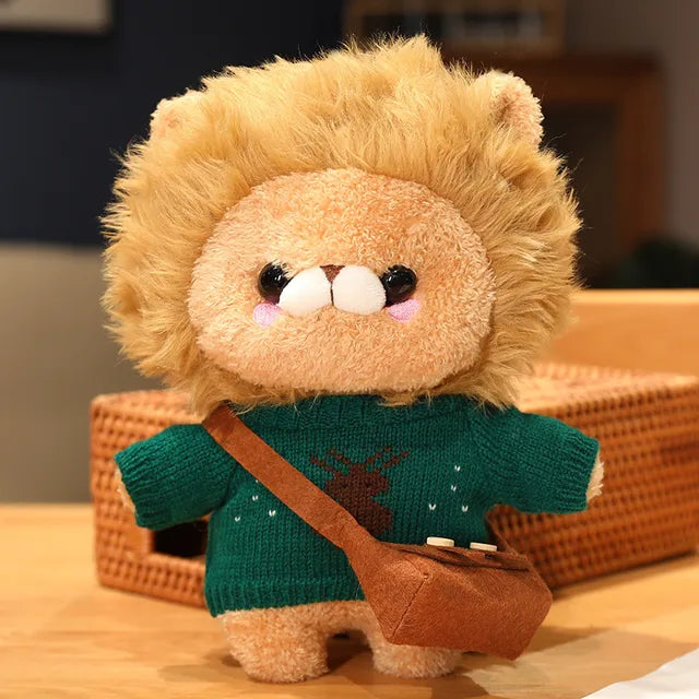 Cute Lion Stuffed Animal Green sweater 30cm 12in