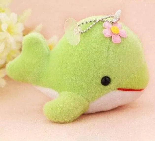 Dolphin Stuffed Animal Keychain Green 10cm 4in