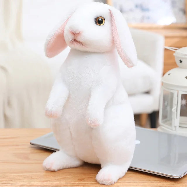 Realistic Bunny Rabbit Stuffed Animal 20cm 8in White Floppy Standing