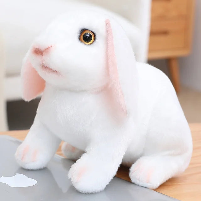 Realistic Bunny Rabbit Stuffed Animal 20cm 8in Floppy White