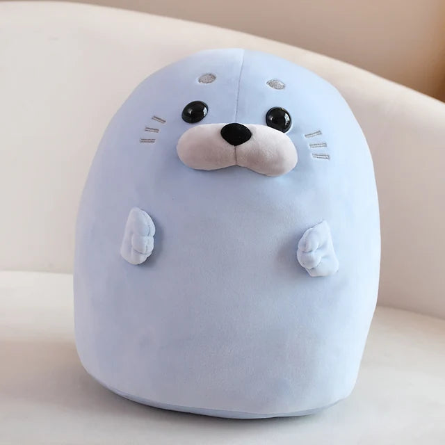 Round Seal Stuffed Animal 40cm 16in Blue