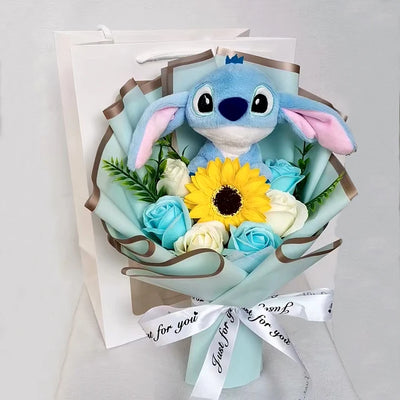 Valentine's Stitch Bouquet Stuffed Animal Blue