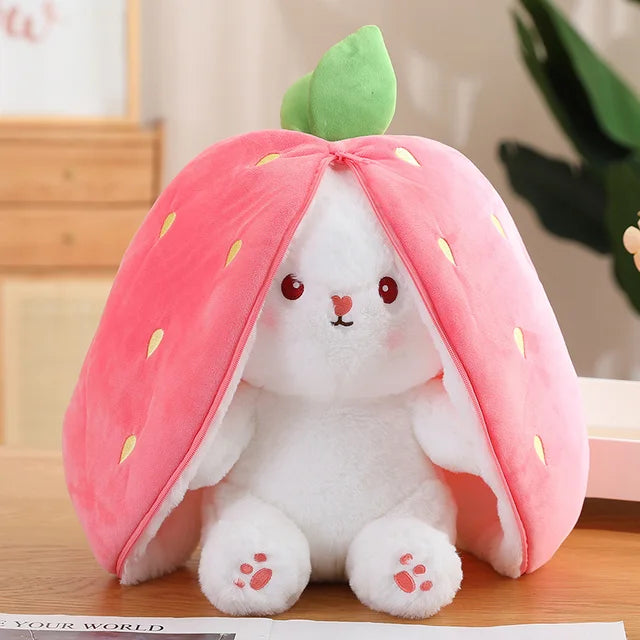 Wrapped Stuffed Animal 18cm 7in strawberry bunny