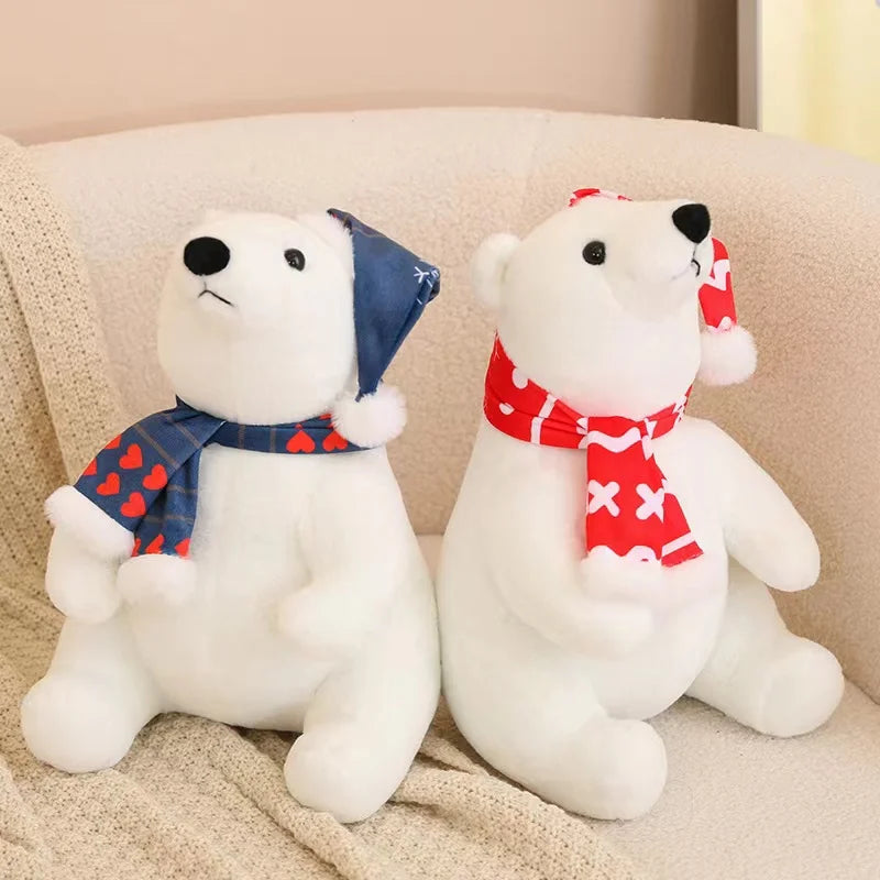 30/45cm Cute Christmas Polar Bear Doll Plush Toy Throw Pillow Christmas Decoration Christmas Gift 