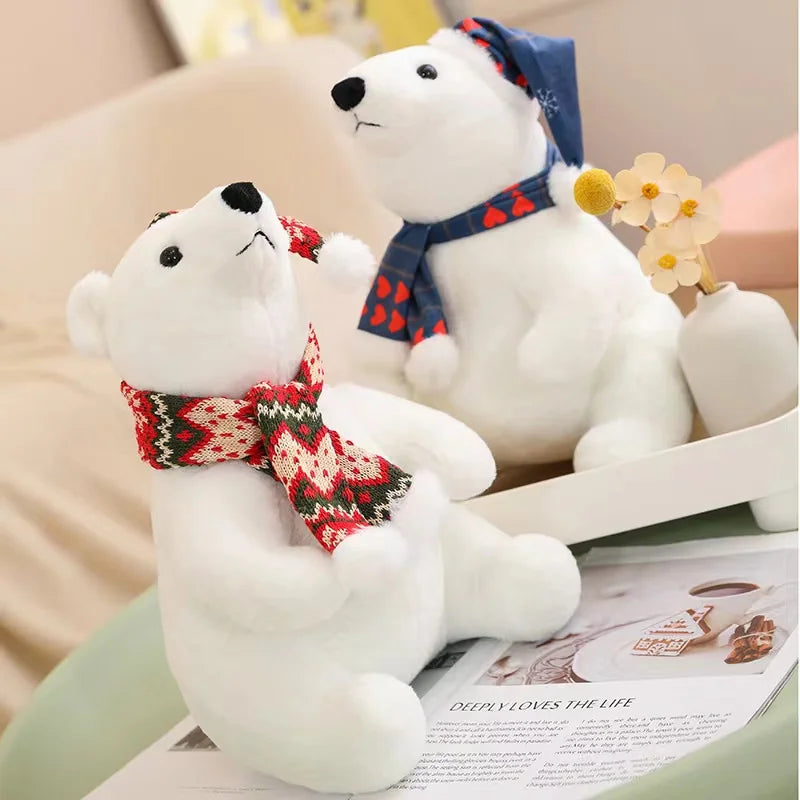 30/45cm Cute Christmas Polar Bear Doll Plush Toy Throw Pillow Christmas Decoration Christmas Gift 