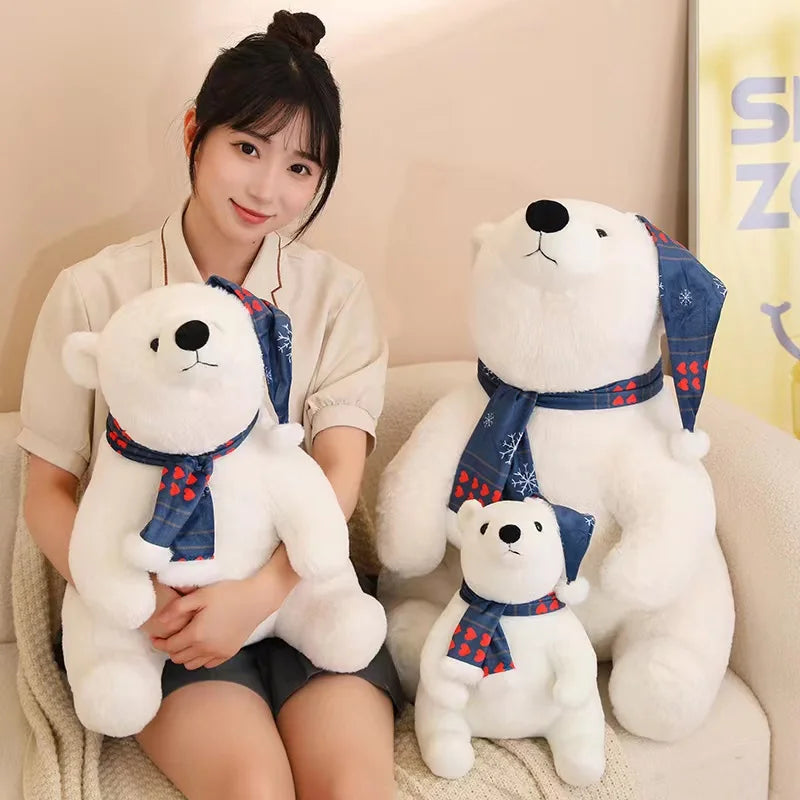 30/45cm Cute Christmas Polar Bear Doll Plush Toy Throw Pillow Christmas Decoration Christmas Gift Stuffed Animals Shop