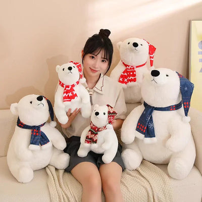 30/45cm Cute Christmas Polar Bear Doll Plush Toy Throw Pillow Christmas Decoration Christmas Gift Stuffed Animals Shop