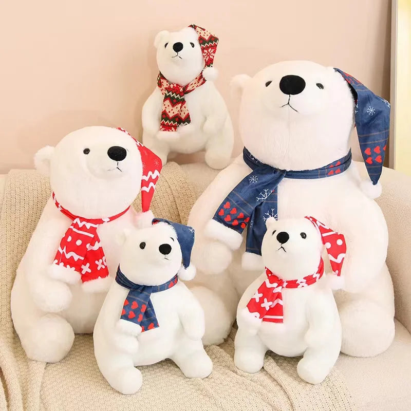 30/45cm Cute Christmas Polar Bear Doll Plush Toy Throw Pillow Christmas Decoration Christmas Gift Stuffed Animals Shop