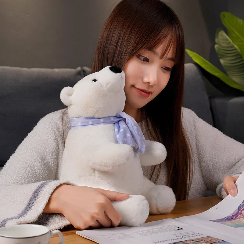 Hot 25/30/40cm Lovely Polar Bear Plush Toys Cute Soft White Bears With Scarf Dolls Stuffed Animal Pillow Girls Valentine's Gift 