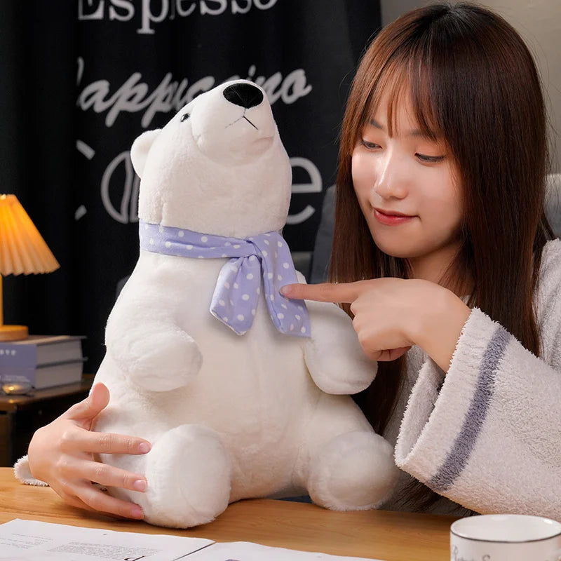 Hot 25/30/40cm Lovely Polar Bear Plush Toys Cute Soft White Bears With Scarf Dolls Stuffed Animal Pillow Girls Valentine's Gift 