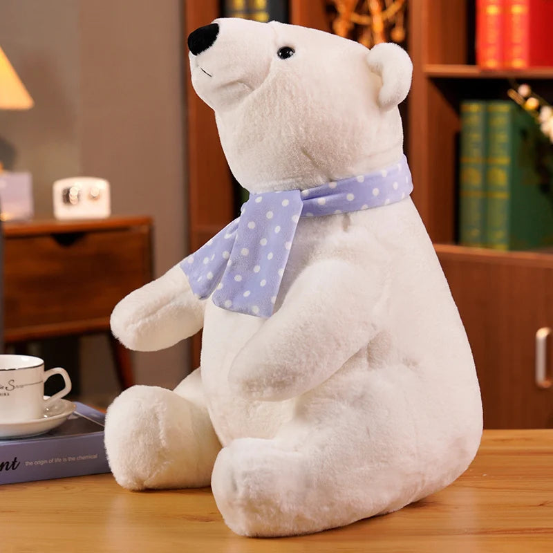 Hot 25/30/40cm Lovely Polar Bear Plush Toys Cute Soft White Bears With Scarf Dolls Stuffed Animal Pillow Girls Valentine's Gift 