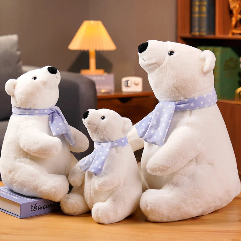 Hot 25/30/40cm Lovely Polar Bear Plush Toys Cute Soft White Bears With Scarf Dolls Stuffed Animal Pillow Girls Valentine's Gift 